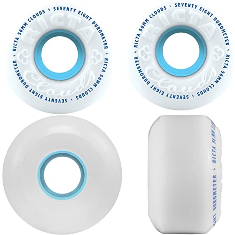 Ricta Wheels Clouds White / Blue Skateboard Wheels – 60mm 78a (Set of 4)