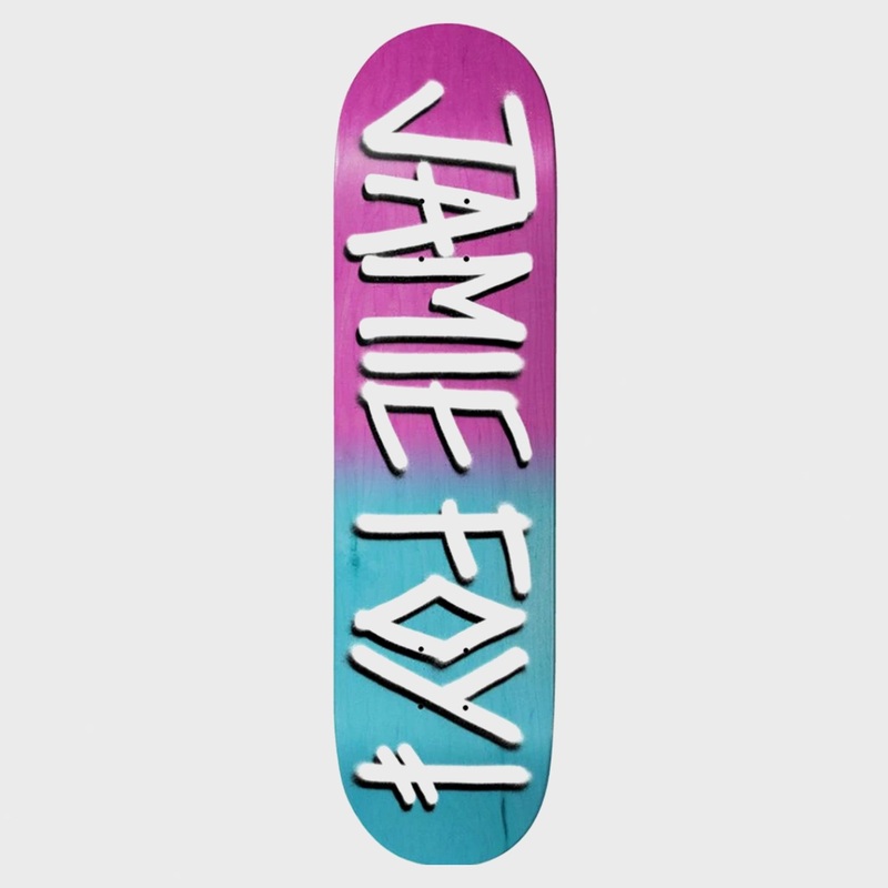 Deathwish Skateboards – 8.125 Jamie Foy Gang Name Skateboard Deck – Pink / Teal