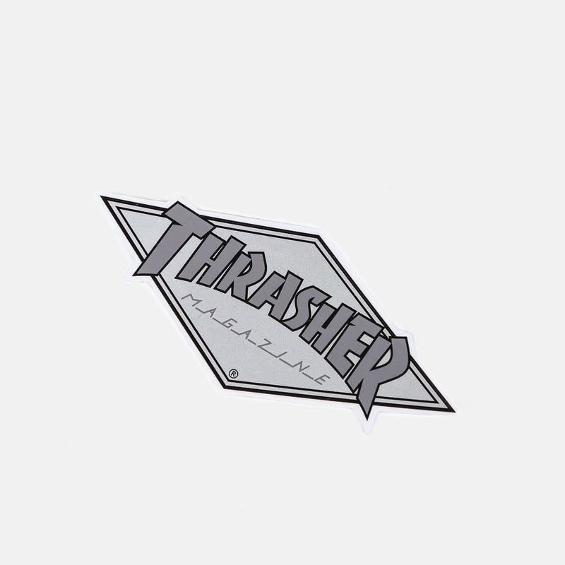 Thrasher Magazine- 4 Diamond Logo Medium Sticker – Grey