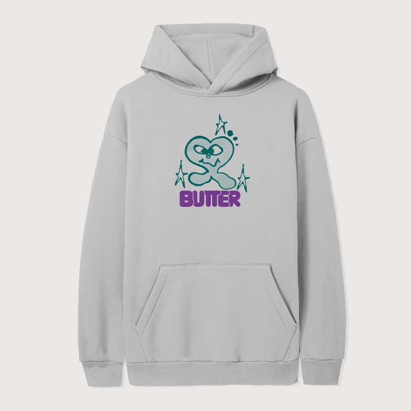 Butter Goods – Heart Logo Pullover Hooded Sweatshirt – Cement