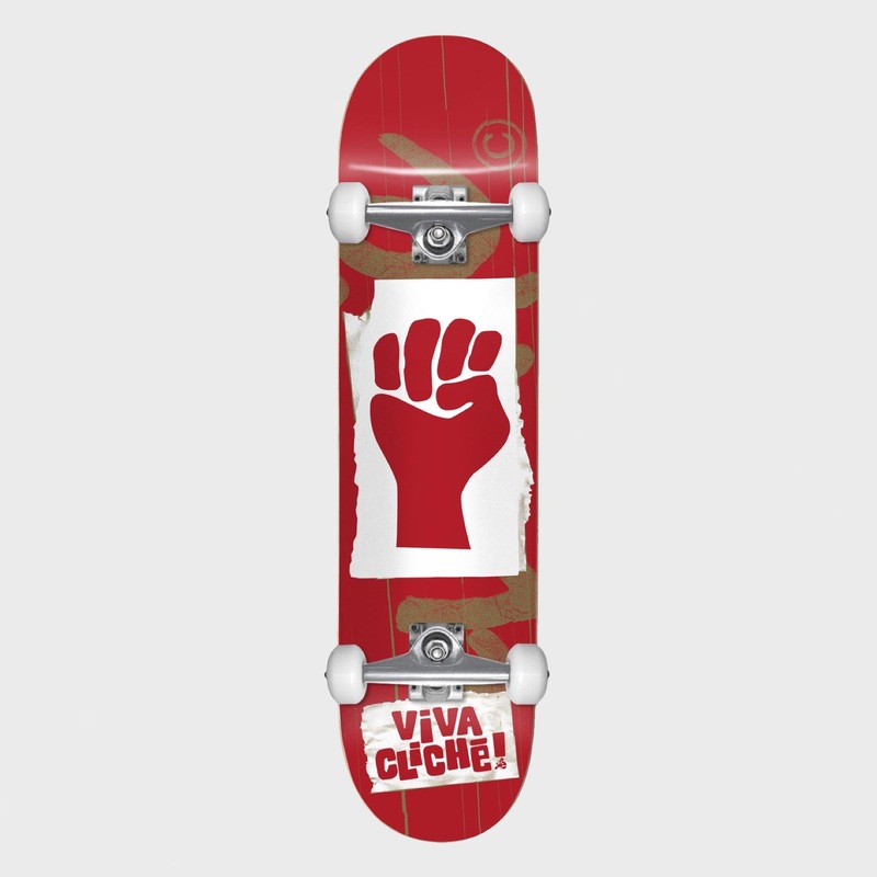Cliche – 7.75 Viva Cliche First Push Complete Skateboard – Red / Gold