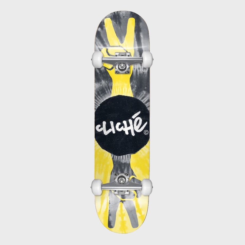 Cliche – 8.0 Peace First Push Complete Skateboard – Yellow / Black