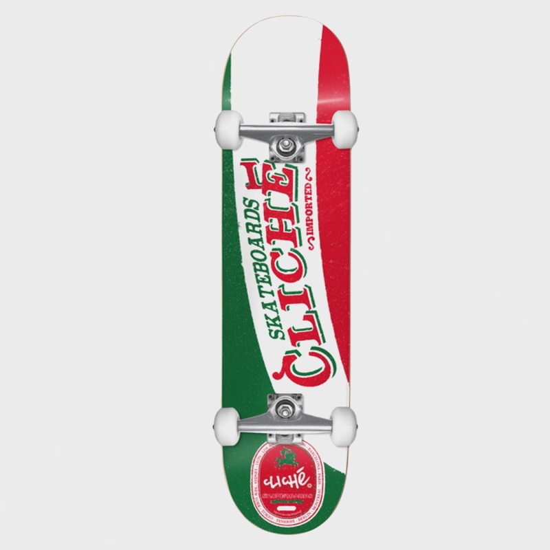 Cliche – 8.25 Imported First Push Complete Skateboard – Green / Red