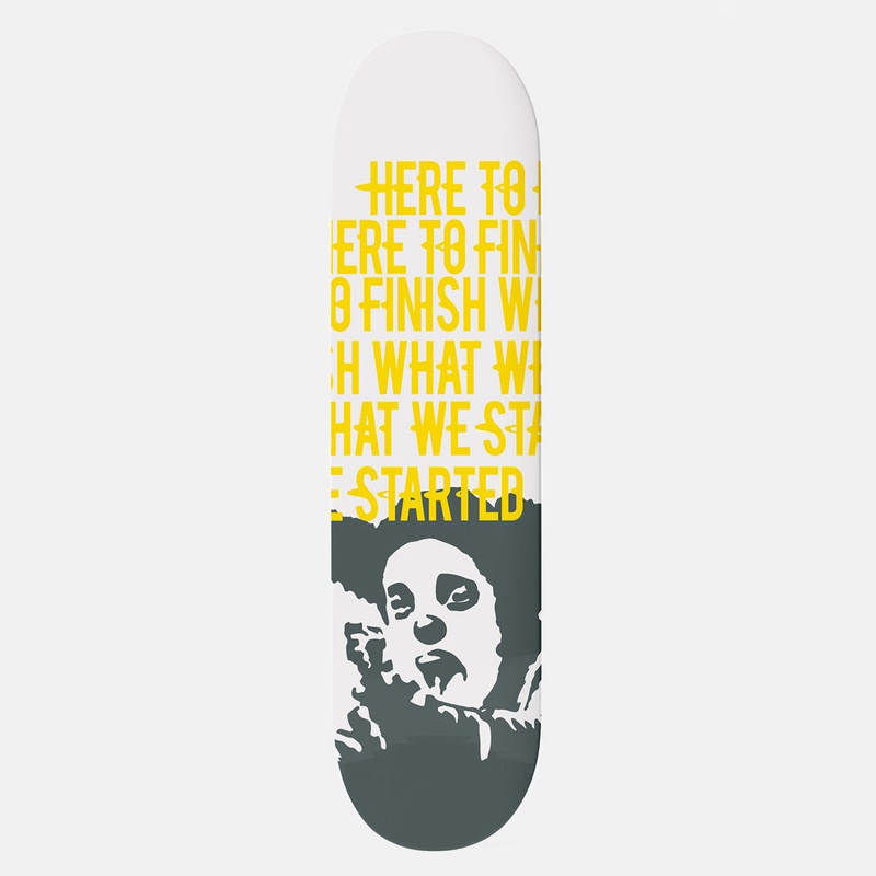 Clown Skateboards – 8.125 (Medium Concave) Manifesto Skateboard Deck – White / Yellow