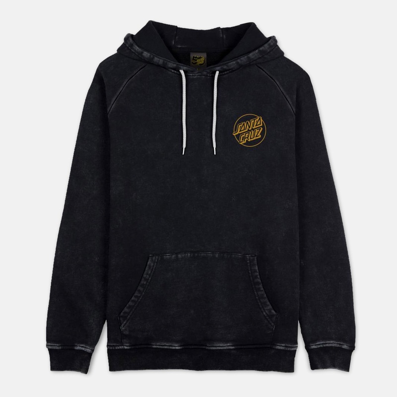 Santa Cruz – 50th Opus Dot Hooded Sweatshirt – Black Acid Wash