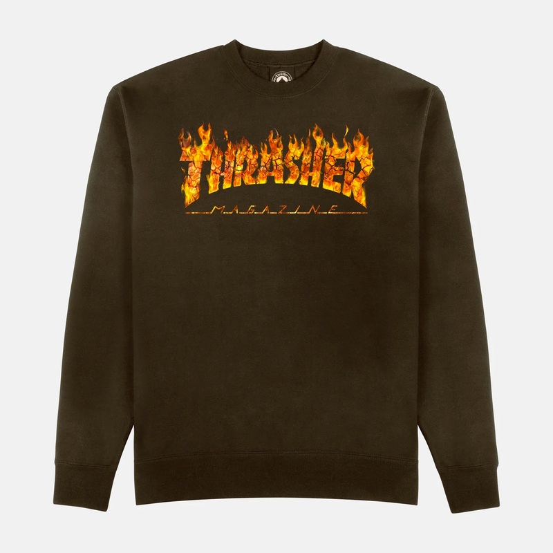 Thrasher Magazine – Inferno Crewneck Sweatshirt – Dark Chocolate