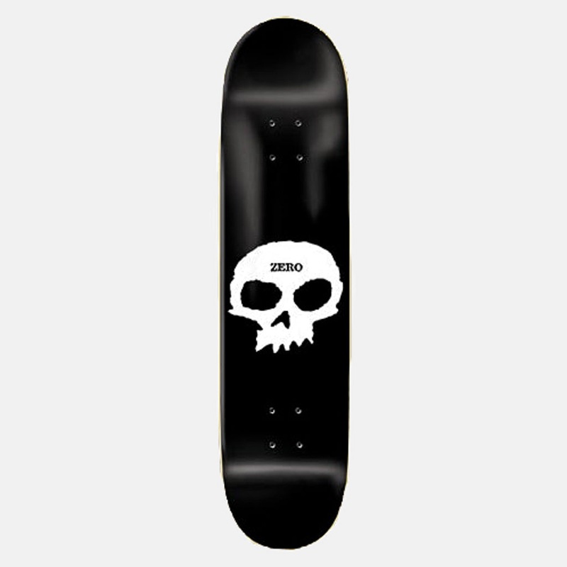 Zero Skateboards – 8.0 Single Skull Skateboard Deck – Black / White