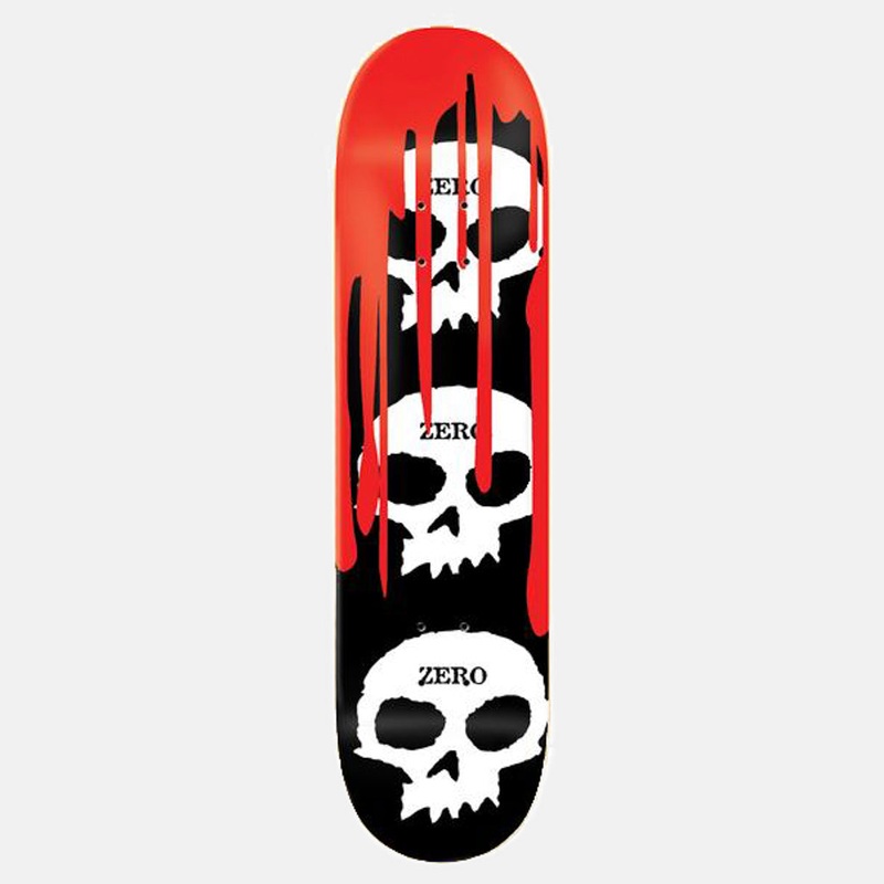 Zero Skateboards – 8.25 3 Skull Blood Skateboard Deck – Black / White / Red