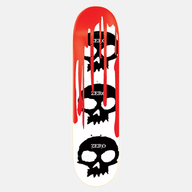 Zero Skateboards – 8.375 3 Skull Blood Skateboard Deck – White / Black / Red