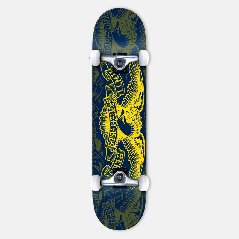 Anti Hero Skateboards – 7.3 Repeater Eagle Complete Skateboard – Blue / Yellow