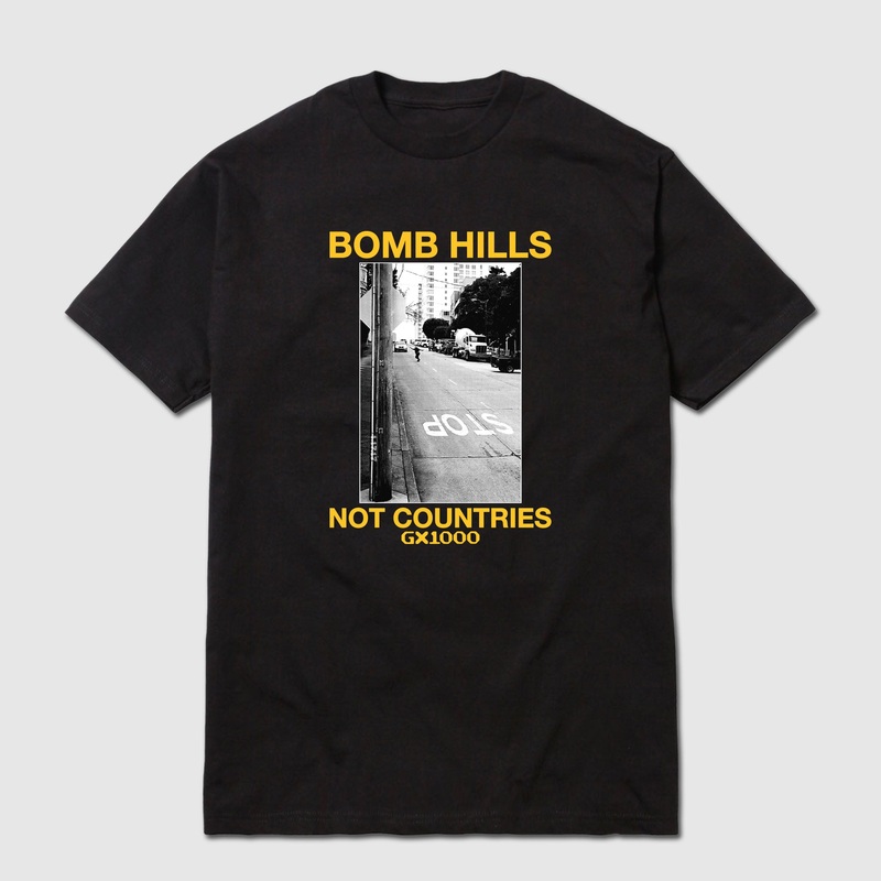 GX1000 – Bomb Hills Not Countries T-Shirt – Black / Yellow