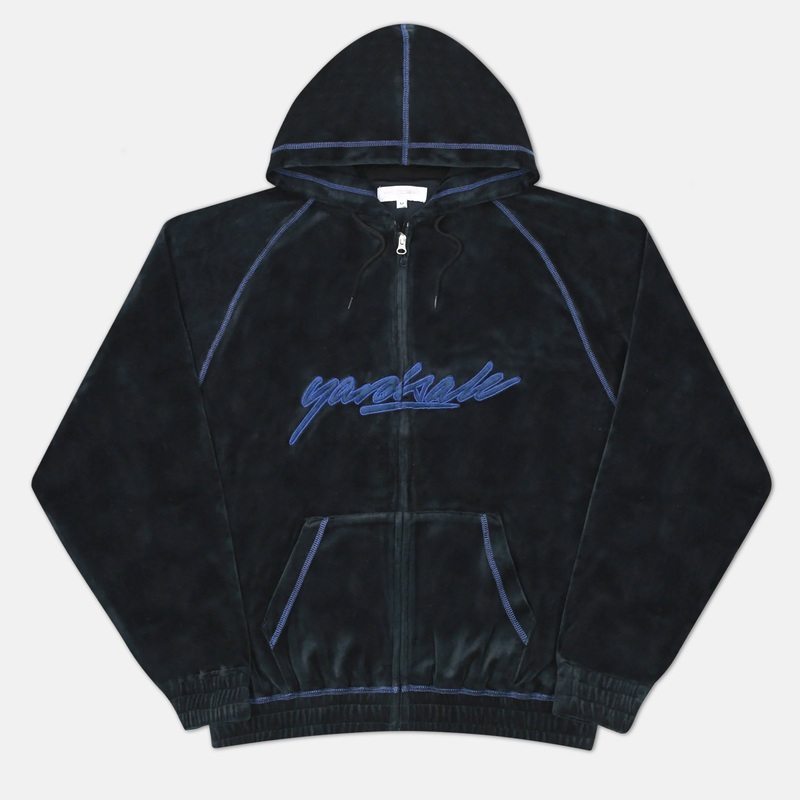 Yardsale – Velour Stitch Zip Hooded Sweatshirt – Black