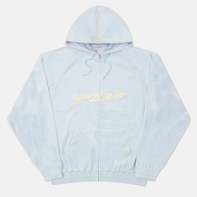 Yardsale – Velour Stitch Zip Hooded Sweatshirt – Blue