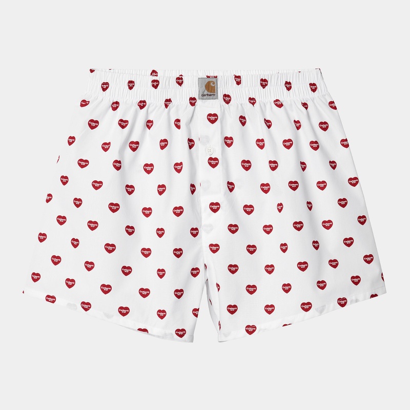 Carhartt WIP – Cotton Heart Print Boxers – White