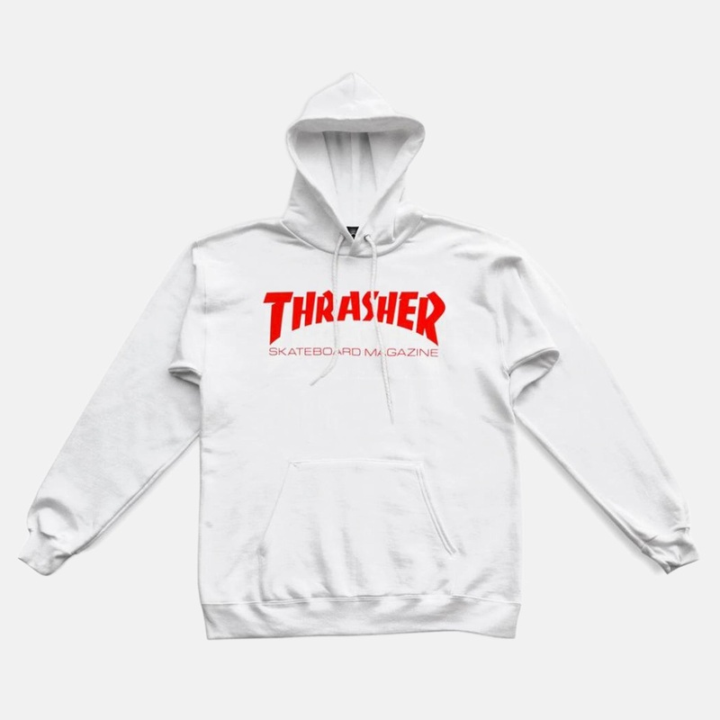 Thrasher Magazine – Skate Mag Logo Pullover Hooded Sweatshirt – White / Red