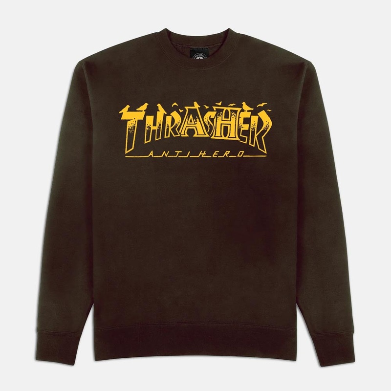 Thrasher – Anti Hero Mag Pigeon Crewneck Sweatshirt – Dark Chocolate