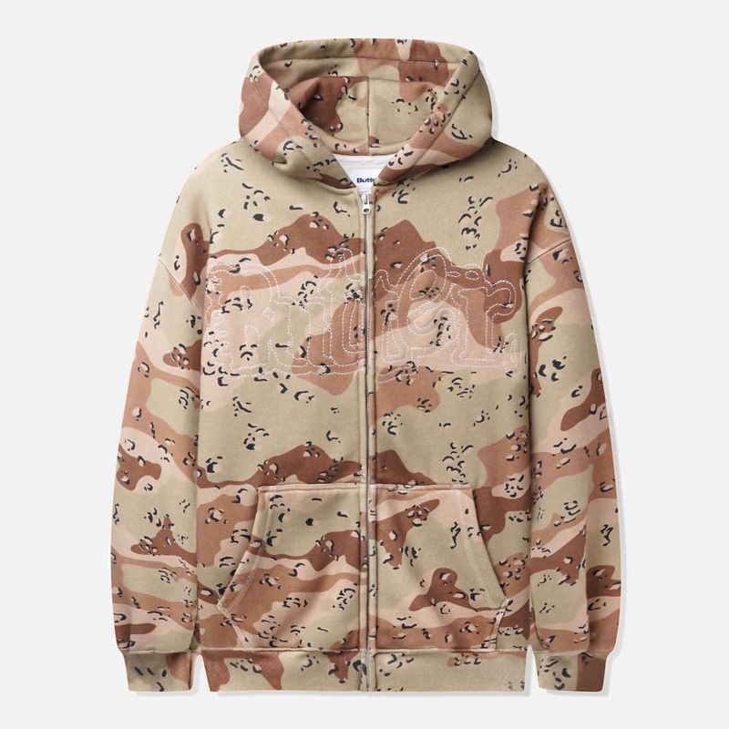 Butter Goods – Breakdown Zip-Thru Hooded Sweatshirt – Desert Camo