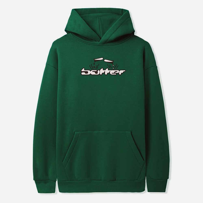 Butter Goods – Corrosive Pullover Hooded Sweatshirt – Forest Green