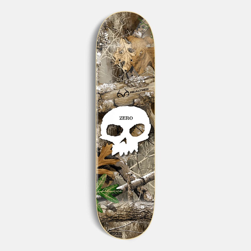 Zero Skateboards – 8.5 Realtree Single Skull White Skateboard Deck