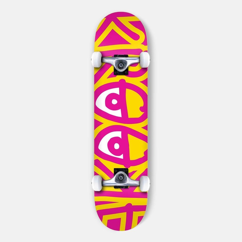 Krooked Skateboards – 7.5 Team Big Eyes Complete Skateboard – Pink / Yellow