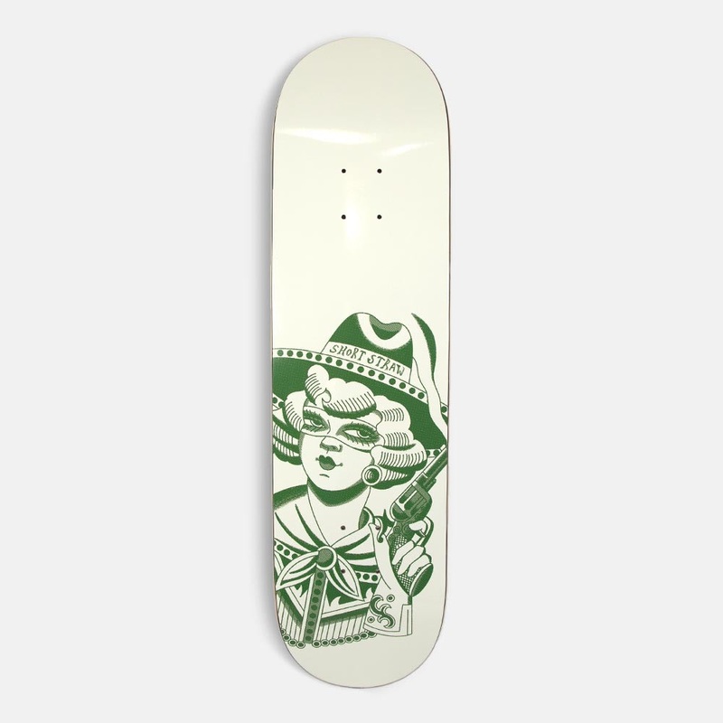 Short Straw – 8.5 Rockett Skateboard Deck – Ecru / Green