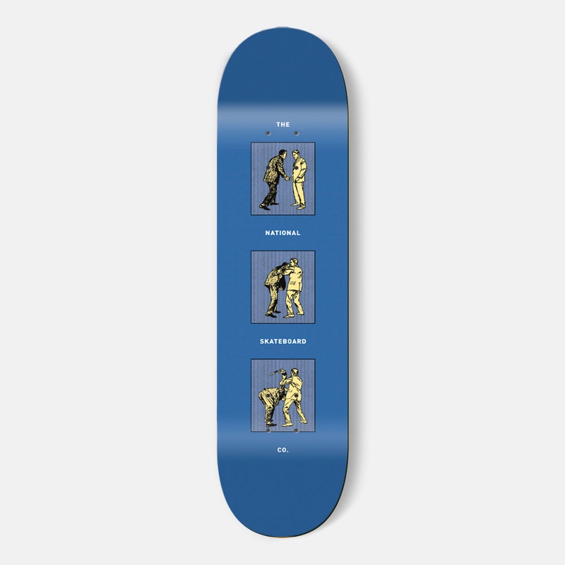 The National Skateboard Co. – 8 OFFICE POLITICS BLUE SKATEBOARD DECK (HIGH CONCAVE)
