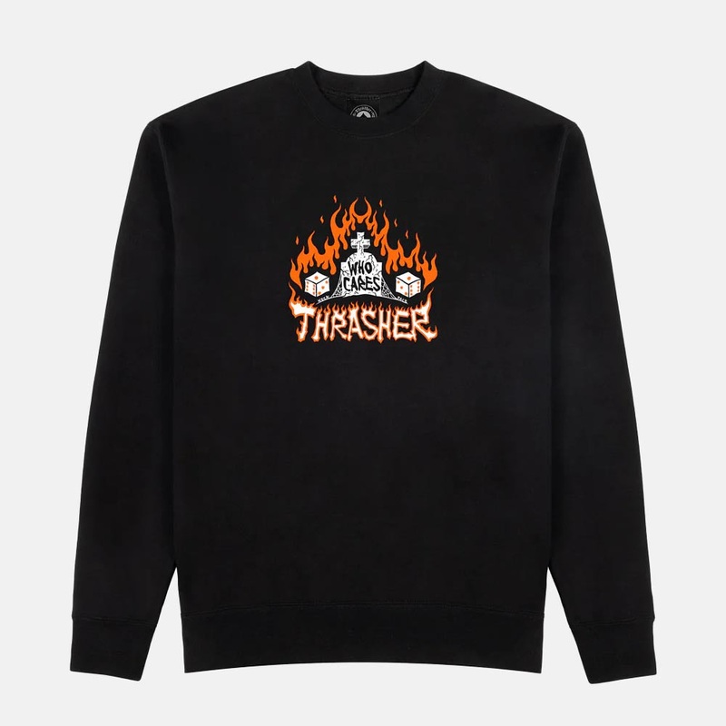 Thrasher – Neckface Who Cares Crewneck Sweatshirt – Black