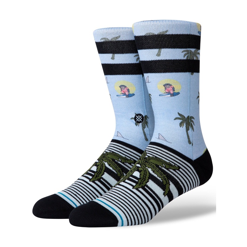 Aloha Monkey Socks|SM|MED|LRG|LIGHT BLUE (LBL)
