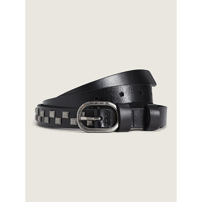 Check Leather Belt|S/M|L/XL|BLACK (BLK)