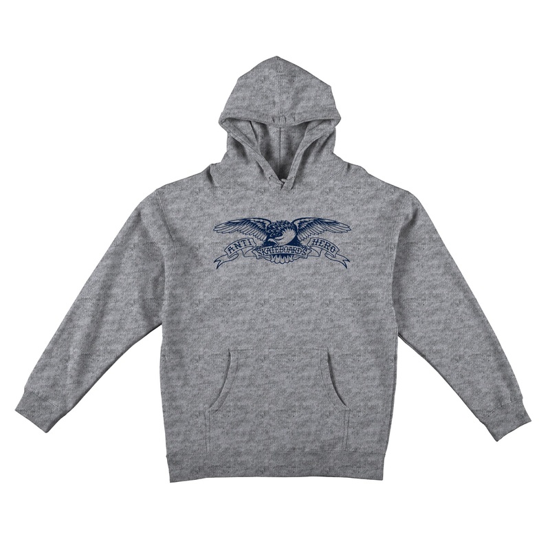 Anti Hero Basic Eagle Pullover Hoodie (Grey/Navy)