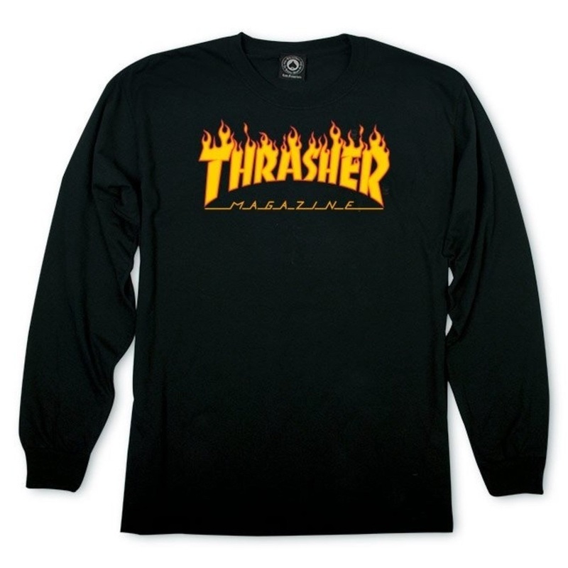 Thrasher Flame Logo L/S T-Shirt (Black)