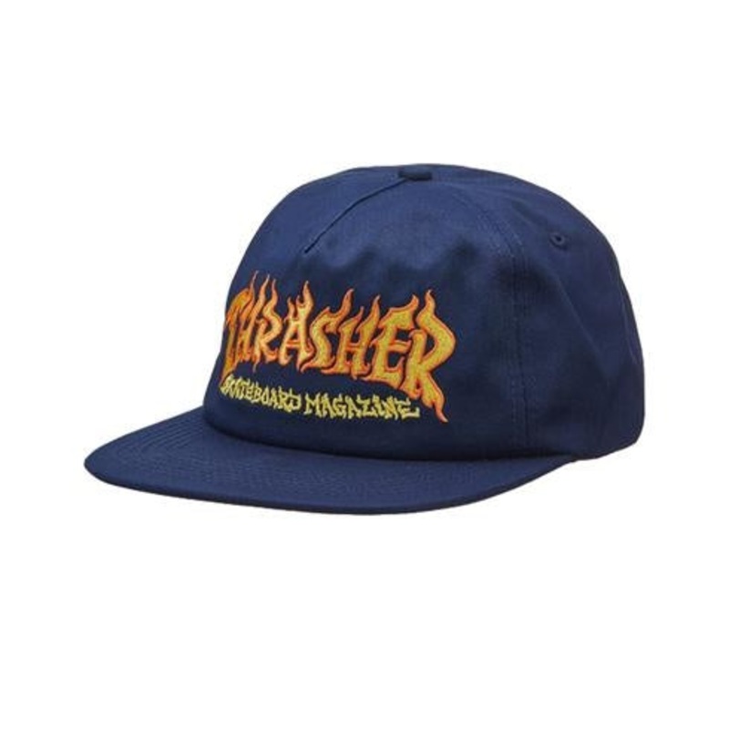 Thrasher Fire Logo Snapback Hat (navy)
