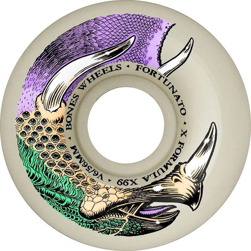 Bones X-Formula Fortunato Dino-Sortas Widecut V6 99A Skateboard Wheels 56mm