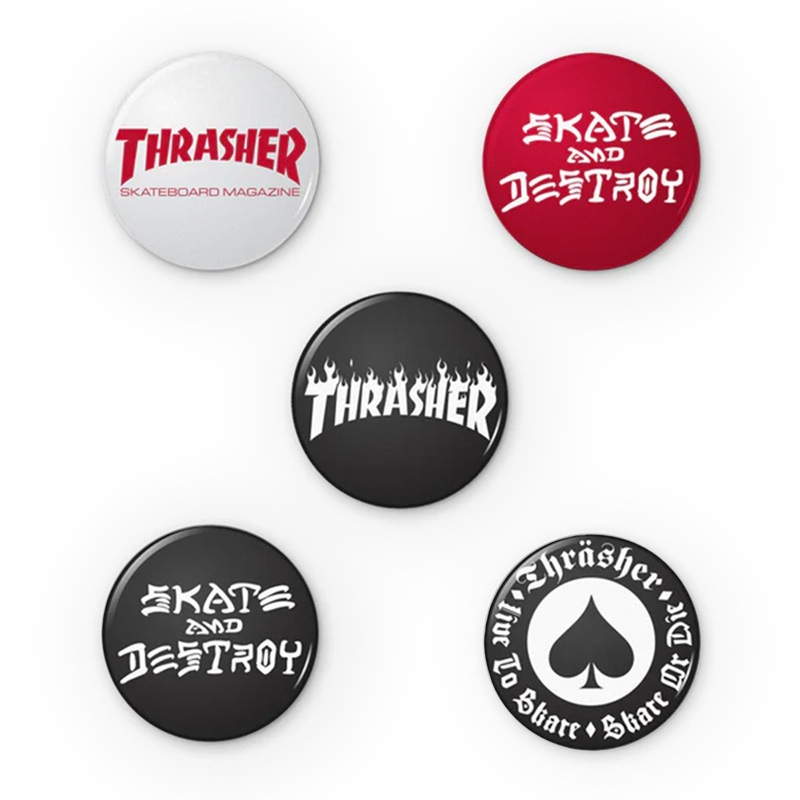 Thrasher Logo Buttons Pins