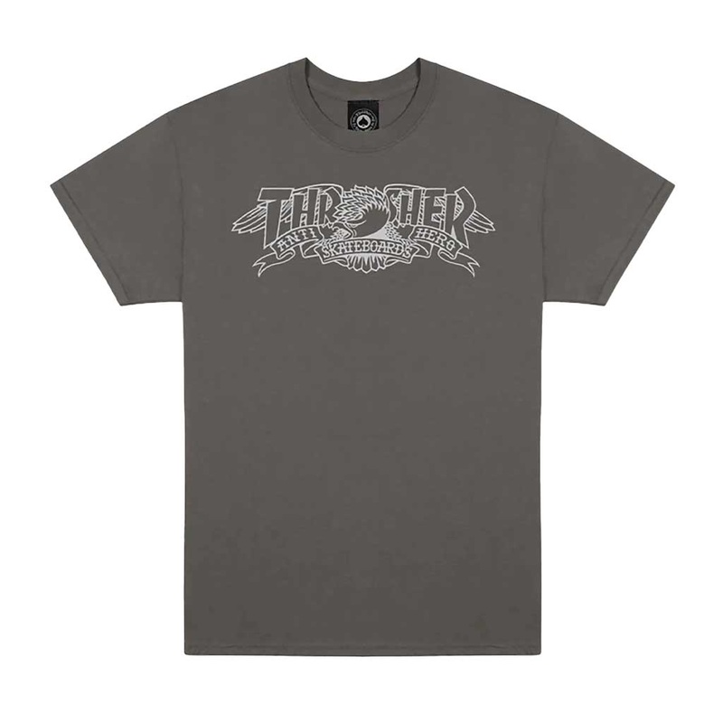 Thrasher x Anti Hero Mag Banner T-Shirt Charcoal