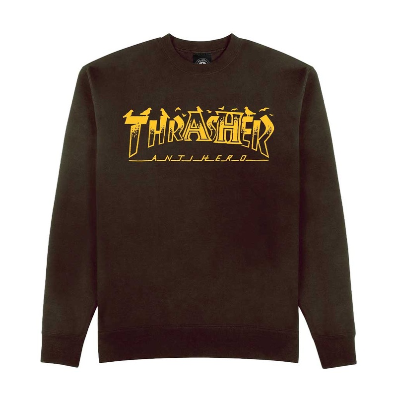 Thrasher x Anti Hero Pigeon Mag Crewneck Dark Chocolate