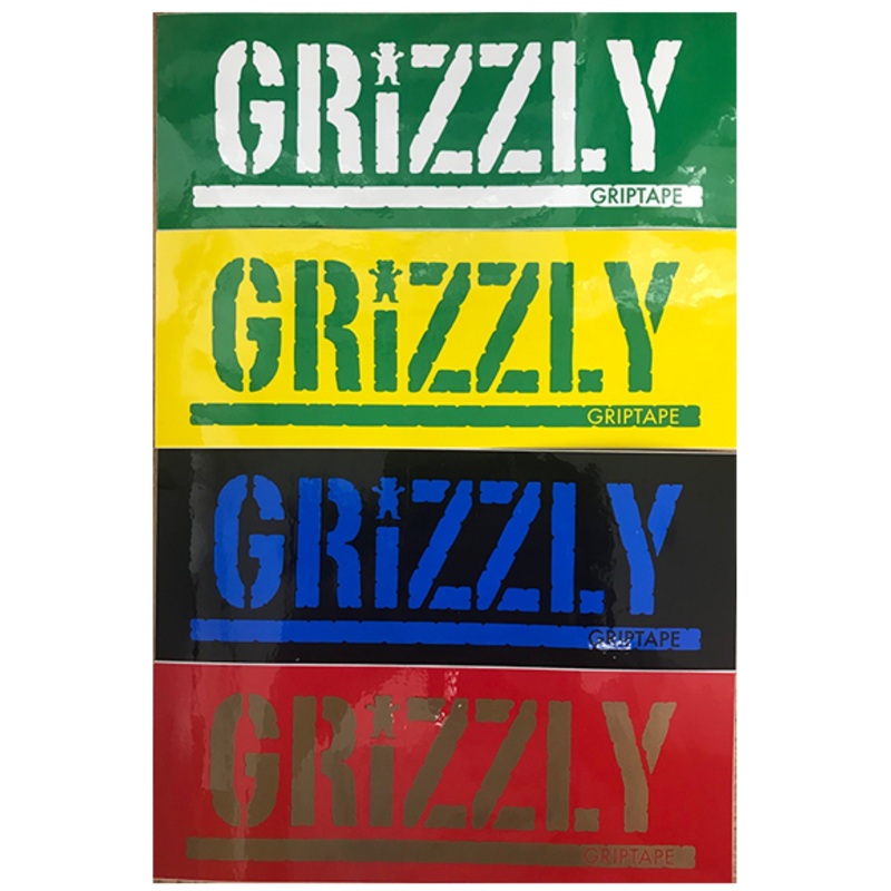 Grizzly Griptape Logo Sticker|Yellow/Green|Red/Gold|Green/White|Black/Blue