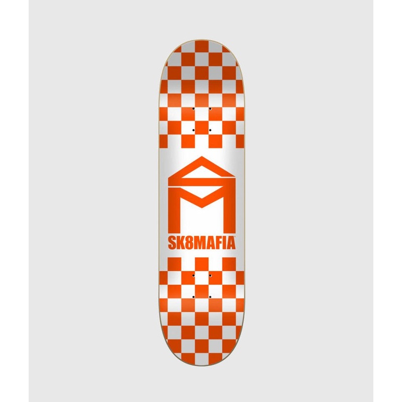 Sk8Mafia House Logo Checker Orange Skateboard Deck 8.5