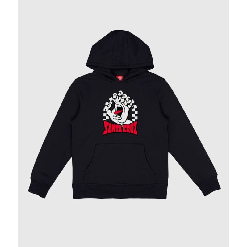Santa Cruz Check Gateway Screaming Hand Youth Hood Black