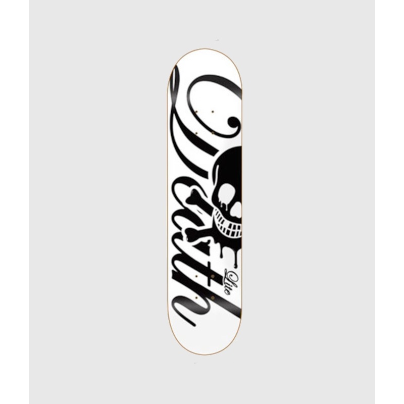 Death Skateboards Script Life White/Black Popsicle 2 Skateboard Deck 8.125