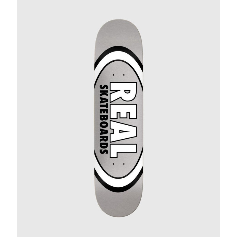 Real Skateboards Team Oval Grey Skateboard Deck Midi 7.75
