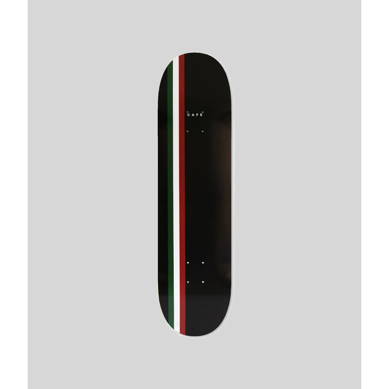 Skateboard Cafe Stripe Black/Burgundy/White/Forest Skateboard Deck 7.75