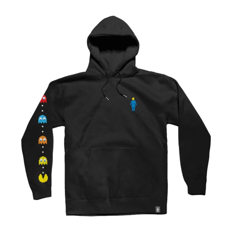Girl Ghost Sleeve Embroidered Hoodie – Black