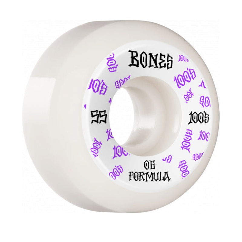 Bones Wheels 100’s V5 #3 Sidecut White Skateboard Wheels 100a 55mm