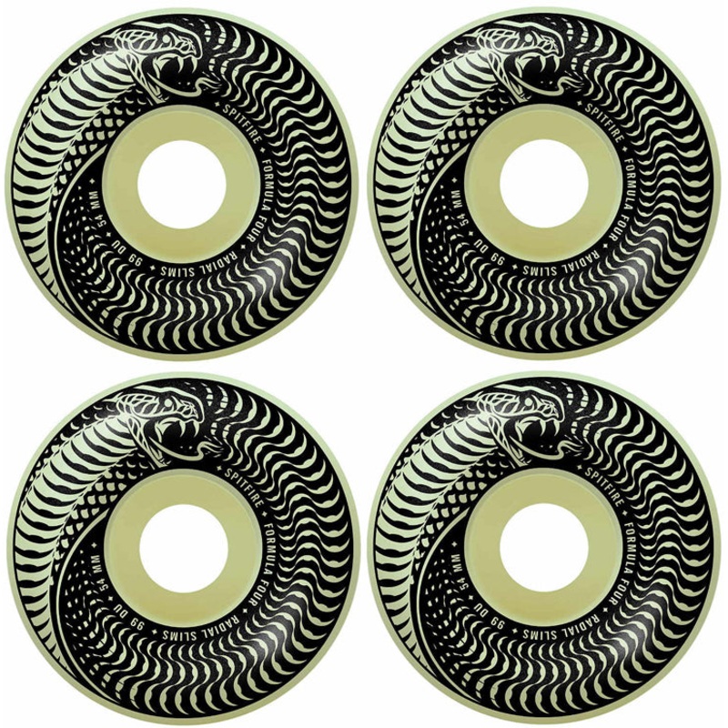 Spitfire Wheels Formula Four Venomous Radial Slims Glow Skateboard Wheels 99a 52mm