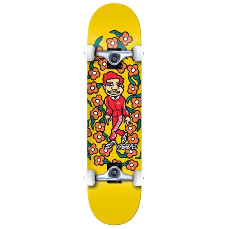 Krooked Skateboards Team Sweatpants Mini Yellow Complete Skateboard 7.3