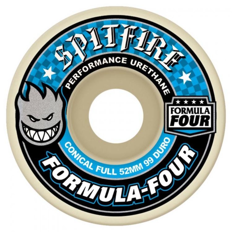 Spitfire Wheels Formula Four Conical Blue Print Skateboard Wheels 99a 58mm