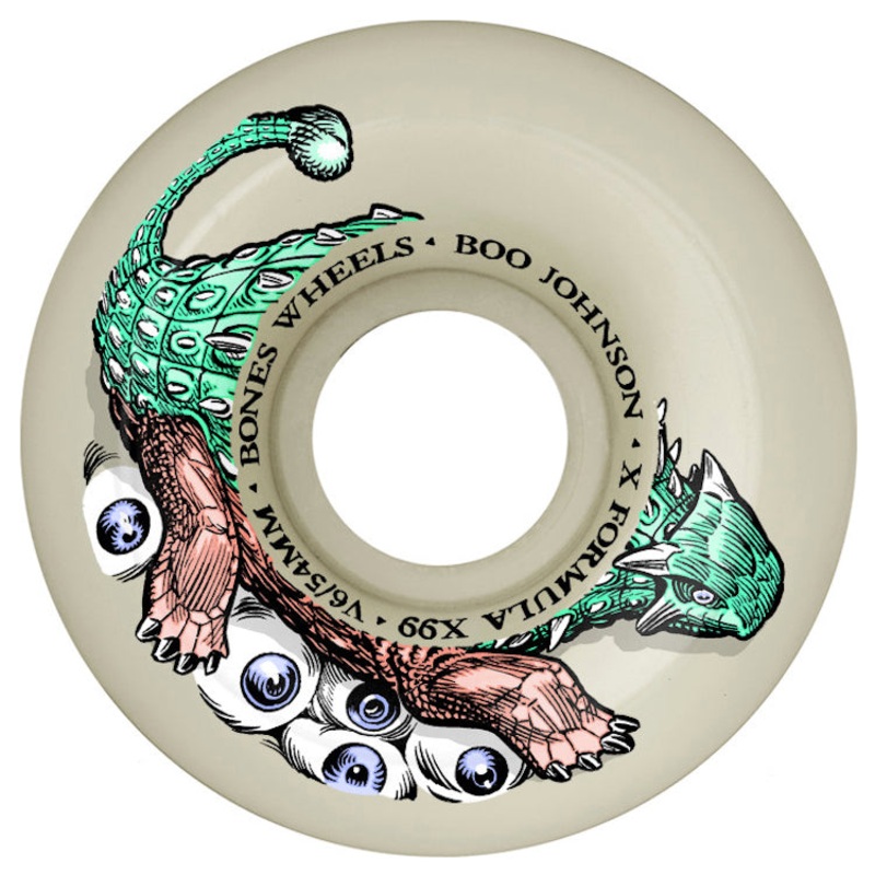 Bones Wheels X-Formula Boo Johnson Dino-Sortas Widecut V6 Skateboard Wheels 99a 56mm