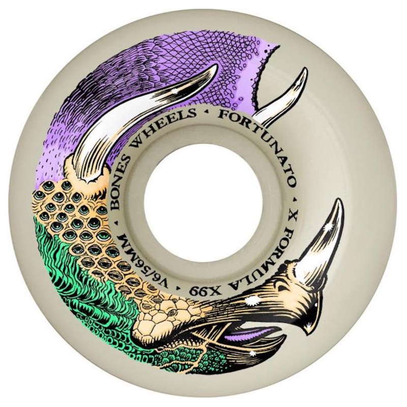 Bones Wheels X-Formula Gabriel Fortunato Dino-Sortas Widecut V6 Skateboard Wheels 99a 56mm