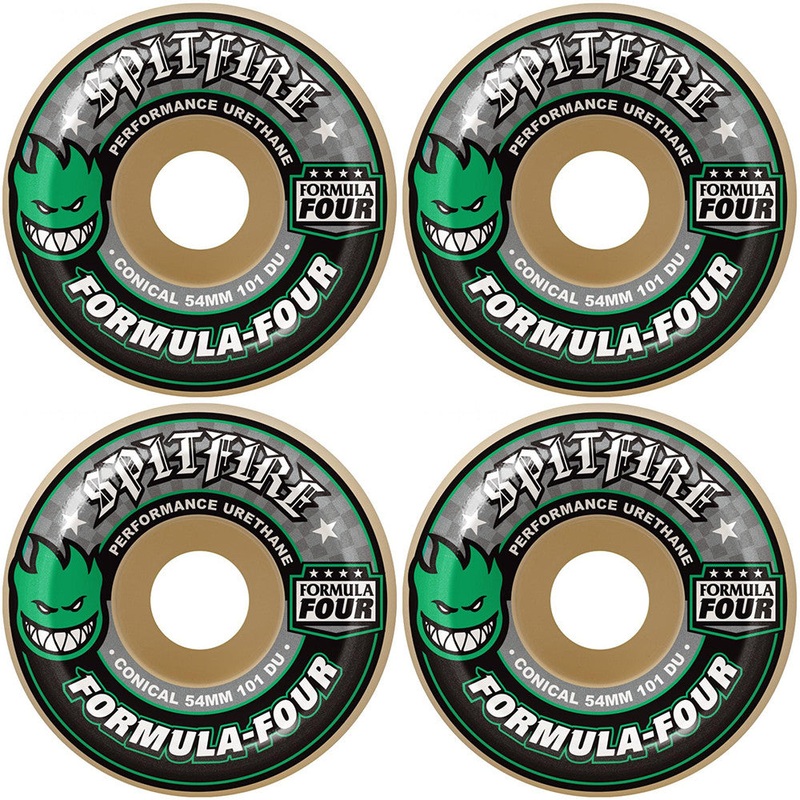 Spitfire Wheels Formula Four Conical Green Print Skateboard Wheels 101a 54mm
